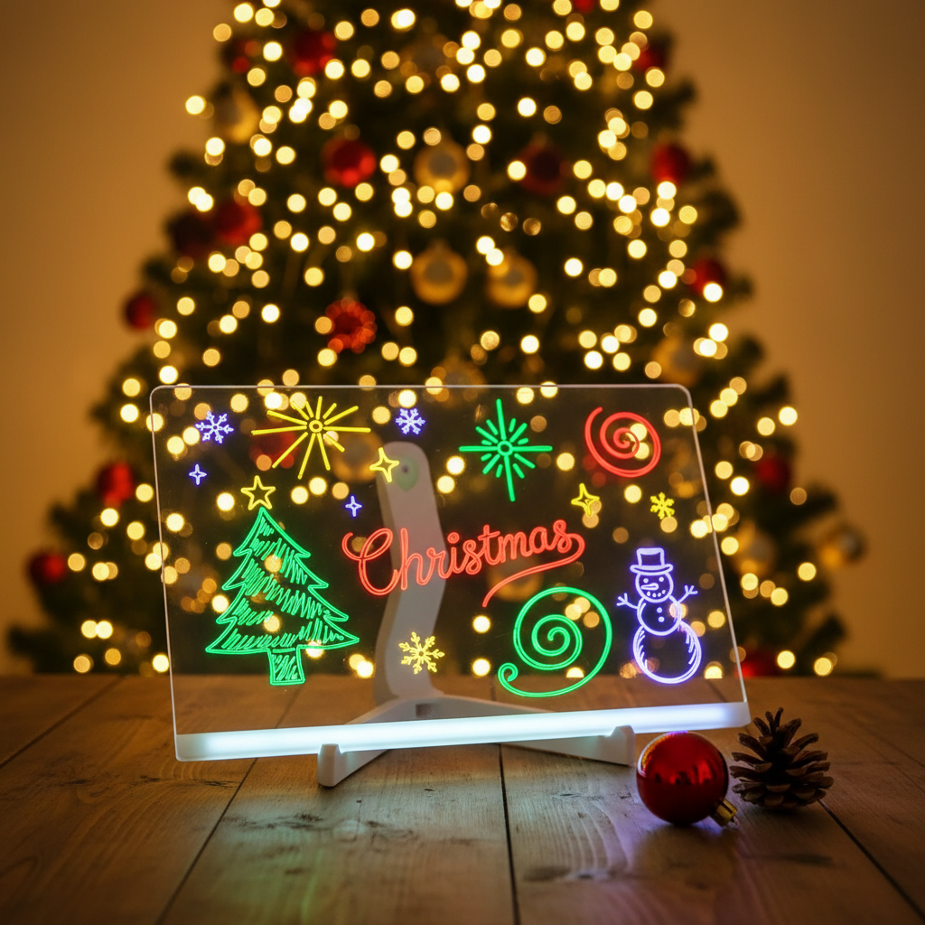 LED Luminous Blackboard Drawing Toys with Christmas tree background